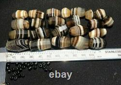 OLD BEADS Antique Vintage Banded Agate Jewelry Necklace String Strand