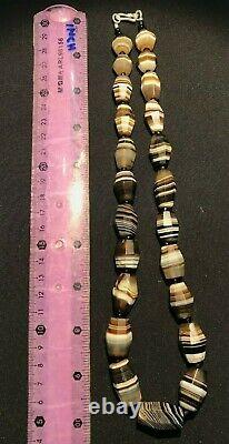 OLD BEADS Antique Vintage Banded Agate Jewelry Necklace String Strand