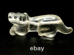 Old Ancient Antique Pyu Culture Hand Carved Crystal Tiger Figure Amulet Bead
