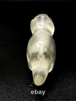 Old Ancient Antique Pyu Culture Hand Carved Crystal Tiger Figure Amulet Bead