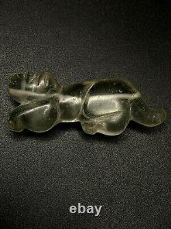 Old Ancient Antique Pyu Culture Hand Carved Crystal Tiger Figure Amulet Bead