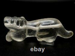 Old Ancient Antique Pyu Culture Hand Carved Crystal Tiger Figure Amulet Bead