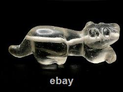 Old Ancient Antique Pyu Culture Hand Carved Crystal Tiger Figure Amulet Bead