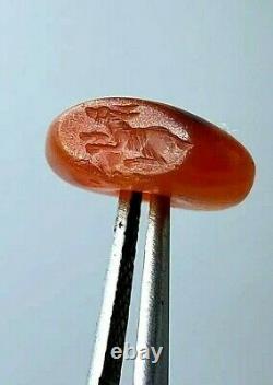 Old Antique Ancient Sasanian carnelian agate stamp Intaglio seal