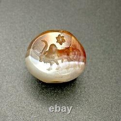 Old Antique Ancient Sasanian carnelian agate stamp Intaglio seal Beads