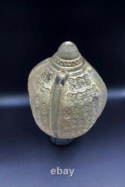 Old Antique Ancient Soft Stone Shell Sea Pattern Design Unique Jar Vessel