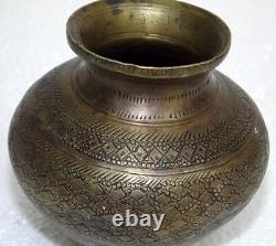 Old Antique Brass Water Pot Antique Shape Brass Pot Old Design Carved Kalash