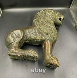 Old Antique Bronze Lion Figure