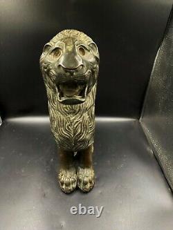 Old Antique Bronze Lion Figure
