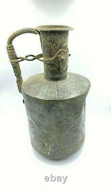 Old Antique Copper Bronze Water Kettle From Ancient Mamluk Dynasty