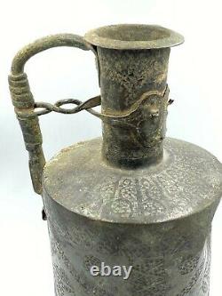 Old Antique Copper Bronze Water Kettle From Ancient Mamluk Dynasty