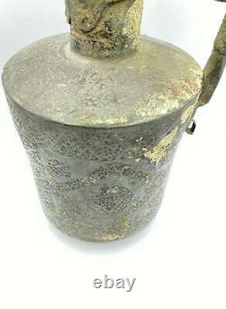 Old Antique Copper Bronze Water Kettle From Ancient Mamluk Dynasty