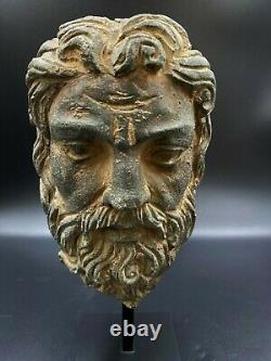 Old Antique Gandhara Art Indo Greek Antiquity Gray Stone Head Sculpture Statues