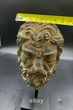 Old Antique Gandhara Art Indo Greek Antiquity Gray Stone Head Sculpture Statues