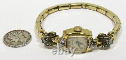 Old Antique Hamilton 14k Gold & Real Diamonds & Green Crystals Watch & Gold Band