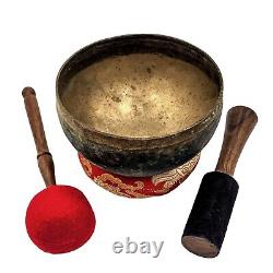 Old Antique Hand Beaten Hammered Yoga Singing Bowl Tibetan Vintage Sound Healing