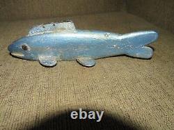 Old Antique Ice Fishing Spearing Folk Art Carved Wood Painted Fish Decoy Lure