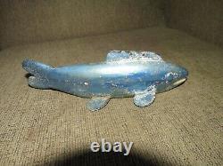 Old Antique Ice Fishing Spearing Folk Art Carved Wood Painted Fish Decoy Lure