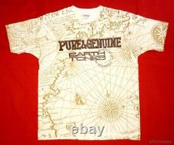Old Antique Map Vintage T Shirt 1990's Allover Print Earth Tones Single Stitch
