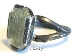 Old Antique Religious Sterling Intaglio Rock Crystal Glass Angel Wax Seal Ring