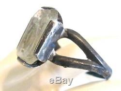 Old Antique Religious Sterling Intaglio Rock Crystal Glass Angel Wax Seal Ring