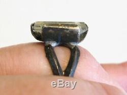 Old Antique Religious Sterling Intaglio Rock Crystal Glass Angel Wax Seal Ring