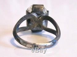 Old Antique Religious Sterling Intaglio Rock Crystal Glass Angel Wax Seal Ring