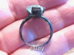 Old Antique Religious Sterling Intaglio Rock Crystal Glass Angel Wax Seal Ring