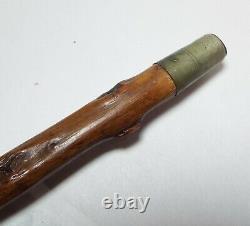 Old Antique STERLING SILVER HANDLED Knobby Wood CANE Signed M. T. Gabb Flint, MI