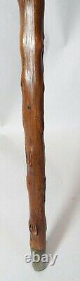 Old Antique STERLING SILVER HANDLED Knobby Wood CANE Signed M. T. Gabb Flint, MI