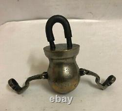 Old Antique Solid Brass Rare Pot Shaped Padlock With Key