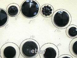 Old Antique / Vintage Black Glass Button Collector Competition Tray Display Card