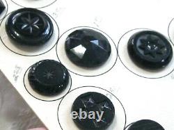 Old Antique / Vintage Black Glass Button Collector Competition Tray Display Card
