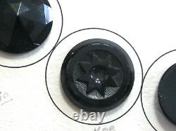 Old Antique / Vintage Black Glass Button Collector Competition Tray Display Card