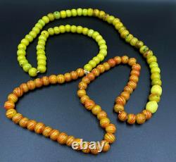 Old Antique Vintage Chines Glass Beads Necklace Mala From 18 Century