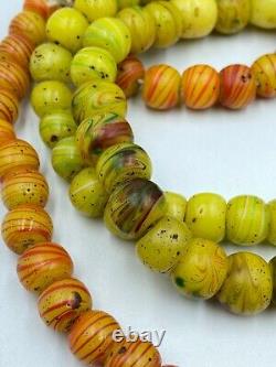 Old Antique Vintage Chines Glass Beads Necklace Mala From 18 Century