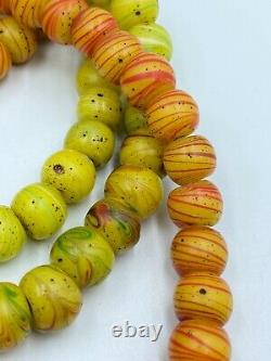 Old Antique Vintage Chines Glass Beads Necklace Mala From 18 Century