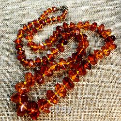 Old Antique Vintage Hand Knotted Genuine Amber 24 Inch Necklace Estate Find