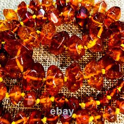 Old Antique Vintage Hand Knotted Genuine Amber 24 Inch Necklace Estate Find