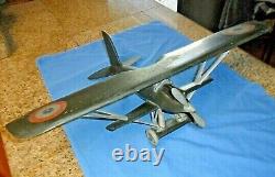 Old Antique Vintage Hand Made Folk Art Wooden Airplane 24 Wing Span