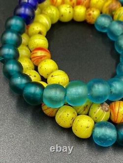 Old Antique Vintage Himalayan Trade Glass Beads Necklace Mala From 18 Century