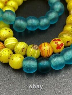 Old Antique Vintage Himalayan Trade Glass Beads Necklace Mala From 18 Century