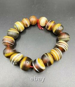 Old Antique Vintage Himalayan Trade Glass Beads Necklace Mala From 20 Century