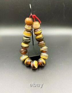 Old Antique Vintage Himalayan Trade Glass Beads Necklace Mala From 20 Century