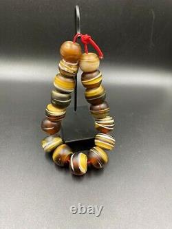 Old Antique Vintage Himalayan Trade Glass Beads Necklace Mala From 20 Century