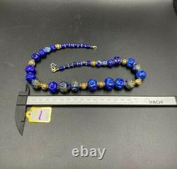 Old Antique Vintage Jewelry Beads Necklace Of Lapis Lazuli