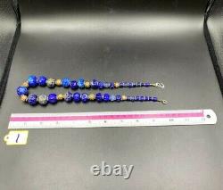 Old Antique Vintage Jewelry Beads Necklace Of Lapis Lazuli