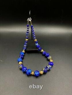 Old Antique Vintage Jewelry Beads Necklace Of Lapis Lazuli