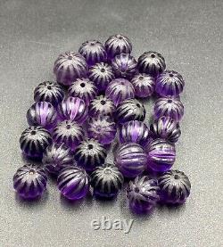 Old Antique Vintage Jewelry Gems Quality Amethyst Melon Shape Beads Antiquities