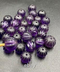 Old Antique Vintage Jewelry Gems Quality Amethyst Melon Shape Beads Antiquities